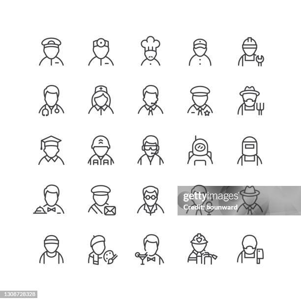 professions line icons editable stroke - bell boy stock illustrations