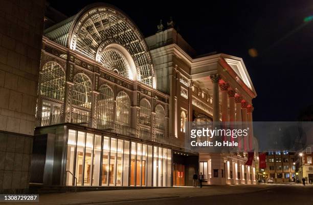 The Royal Opera House illuminated in Yellow on March 23, 2021 in London, England. Marie Curie Cancer Charity has organised a National Day of...