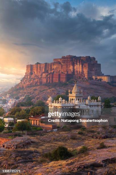 majestic viewpoint of jodhpur, mehrangarh fort and jaswant thada, rajasthan, india - natural history stock pictures, royalty-free photos & images