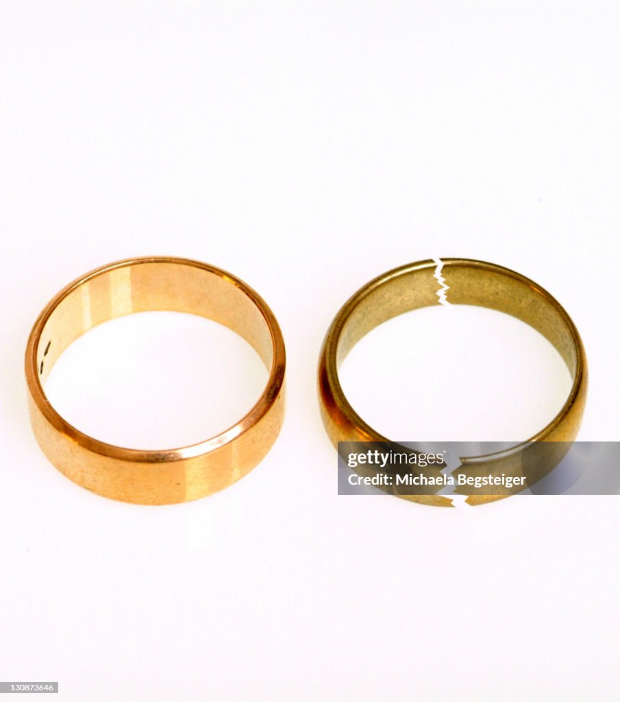 Symbolic for divorce, broken wedding rings