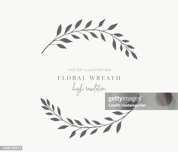 hand drawn floral wreath, floral wreath with leaves for wedding. - flower frame stock illustrations