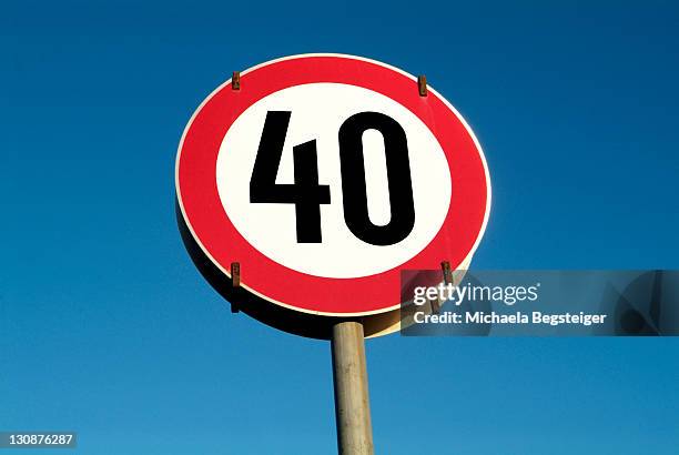 Vintage American Speed Limit 40 Mph Road Signvector Illustration