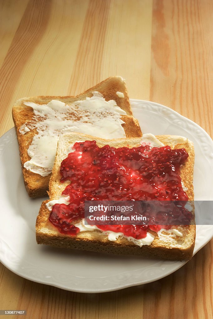 Breakfast toast with jam