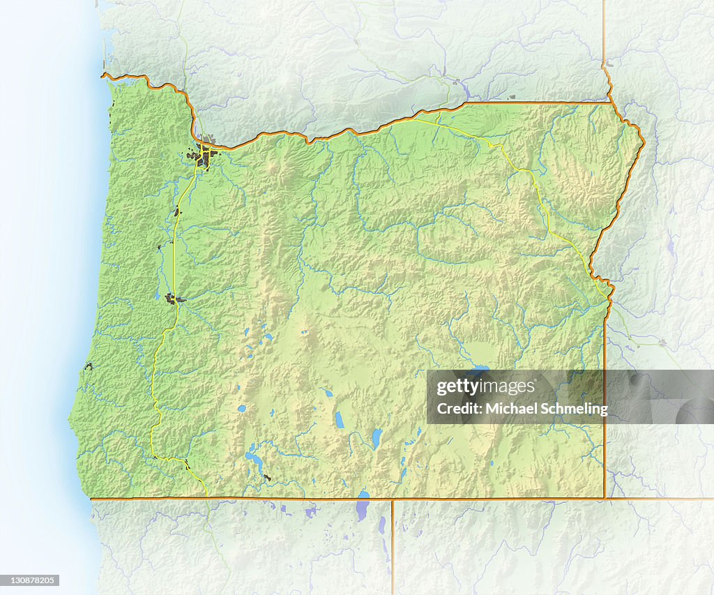 Oregon Shaded Relief Map Usa High-Res Stock Photo - Getty Images