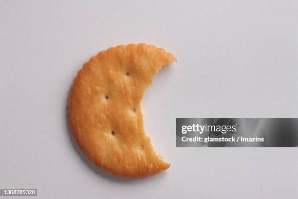 snack, cracker, top angle, object - bite mark stock pictures, royalty-free photos & images