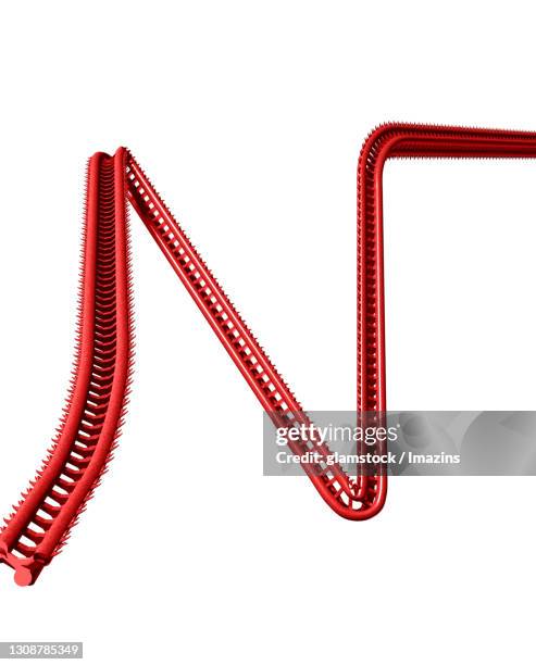roller coaster, rail, alphabet, n, red, curve, 3d - roller coaster track stock illustrations