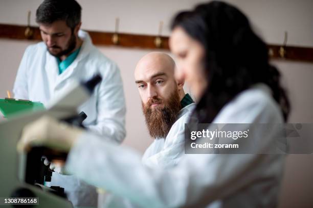 medicine student preparing specimens - criminology stock pictures, royalty-free photos & images