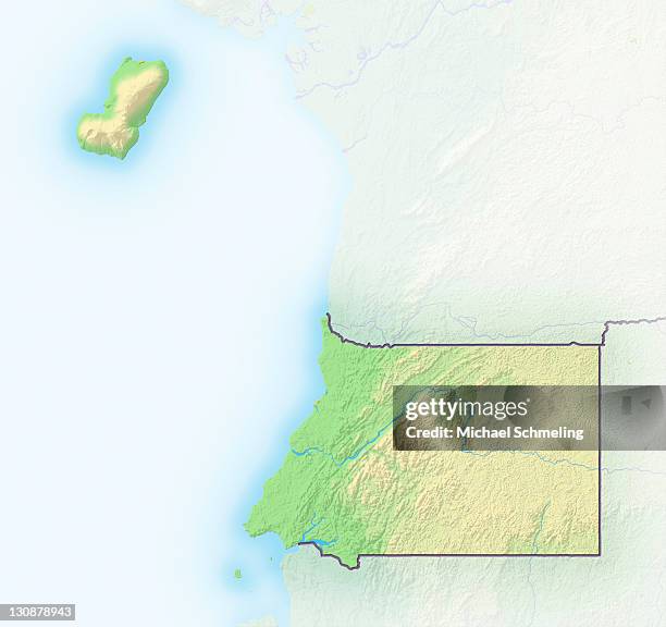 equatorial guinea, shaded relief map - equatorial guinea stock pictures, royalty-free photos & images