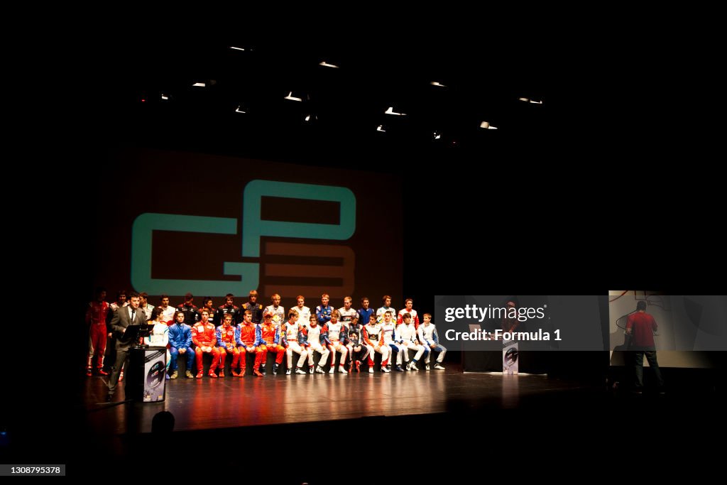 2010 GP3 Series. Round 1. Circuit de Catalunya, Spain. 6th May 2010. Thursday Preview. GP2 / GP3 / GP2 Asia opening and prize ceremony. Will Buxton on stage with the GP3 drivers, Alexander Rossi (USA, ART Grand Prix). Esteban Gutierrez, (MEX, ART Grand Pr