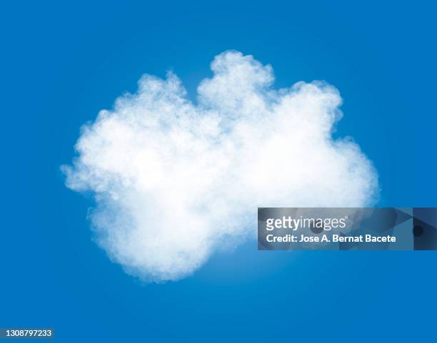 explosion with clouds of dust and white smoke on a blue background. - nube foto e immagini stock