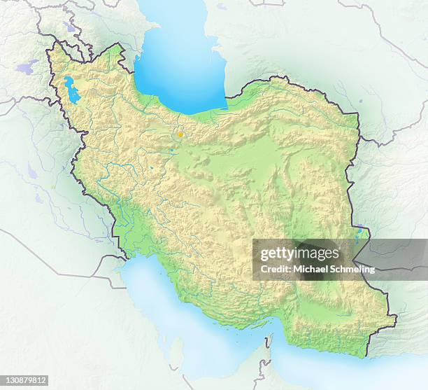 iran, shaded relief map - iran map stock pictures, royalty-free photos & images