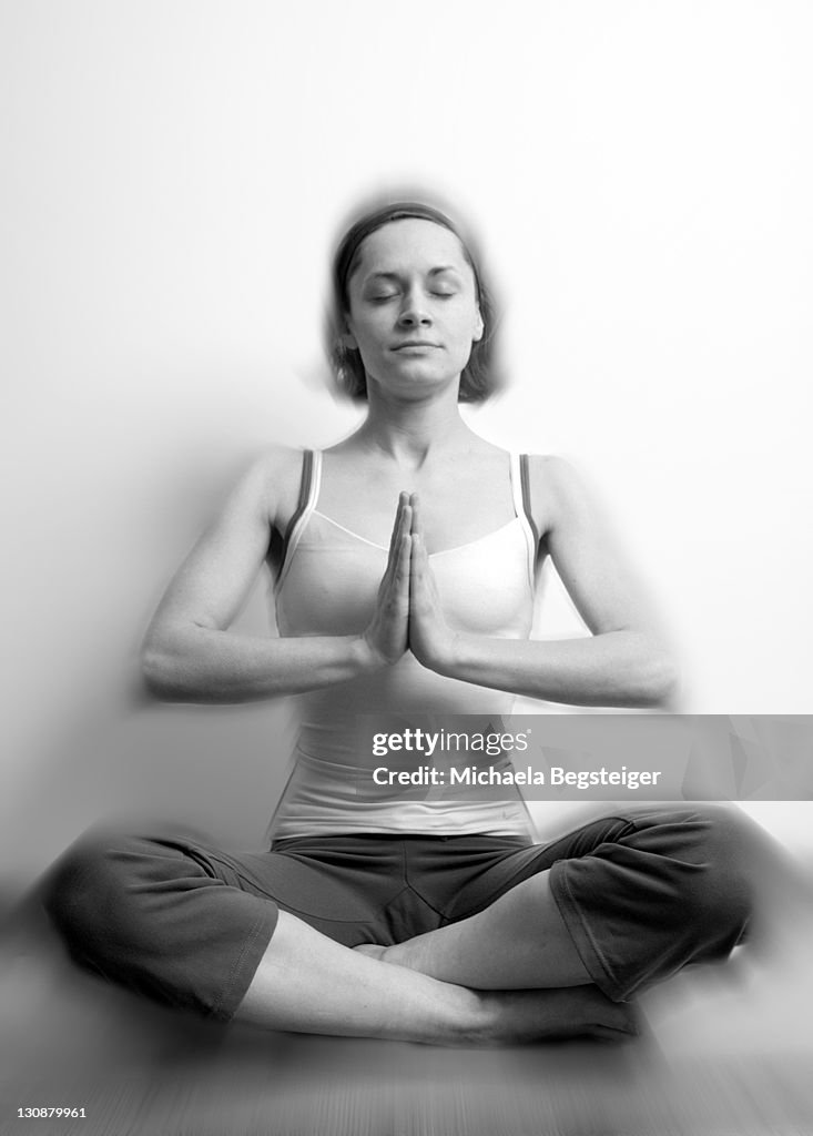 Woman does yoga