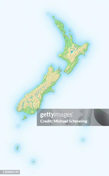 new zealand, shaded relief map - new zealand relief map stock pictures, royalty-free photos & images