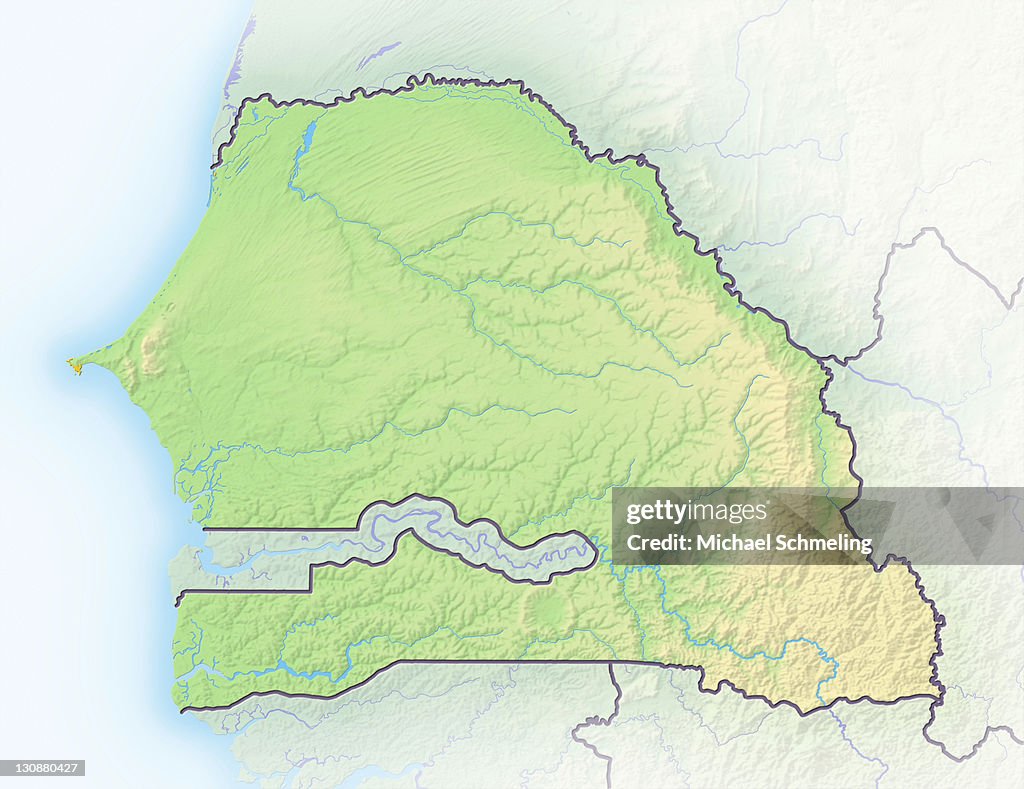 Senegal, shaded relief map