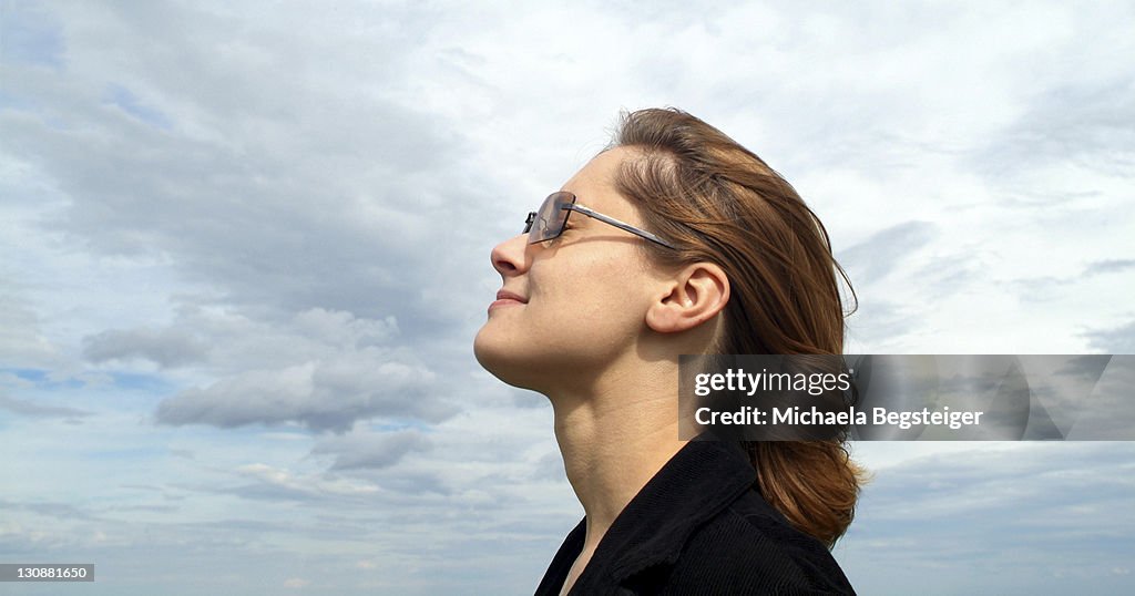 Woman breathe fresh air