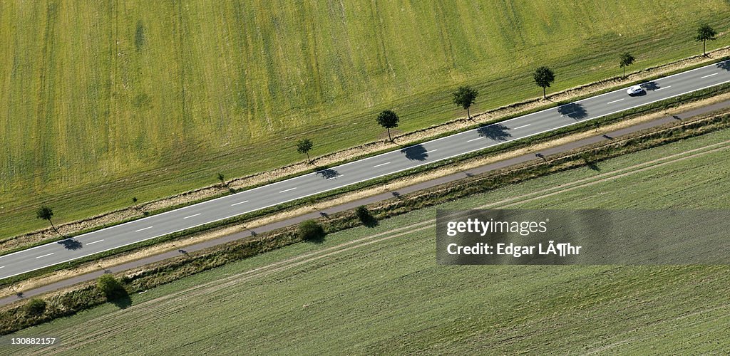 Highway, aerial view, Saxony-Anhalt, Germany, Europe
