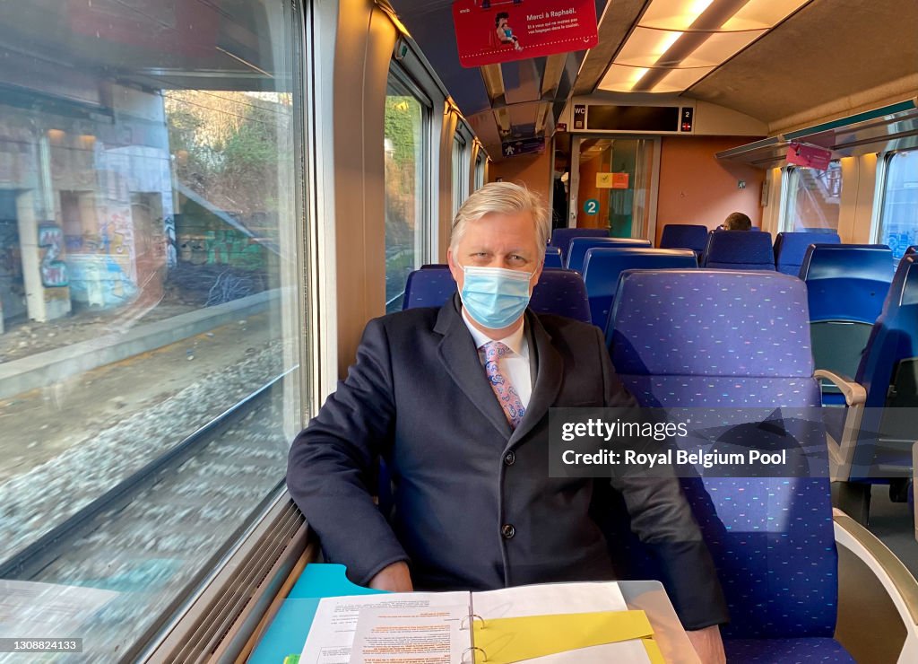 King Philippe Of Belgium Visits Train-Station Ottignies In Ottignies