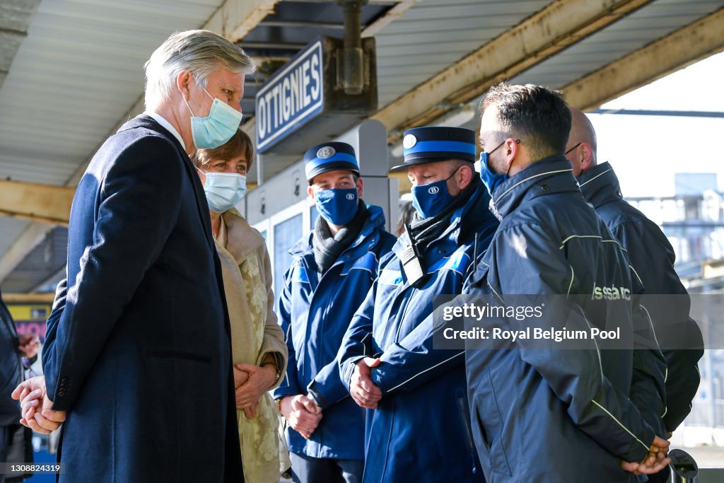 King Philippe Of Belgium Visits Train-Station Ottignies In Ottignies