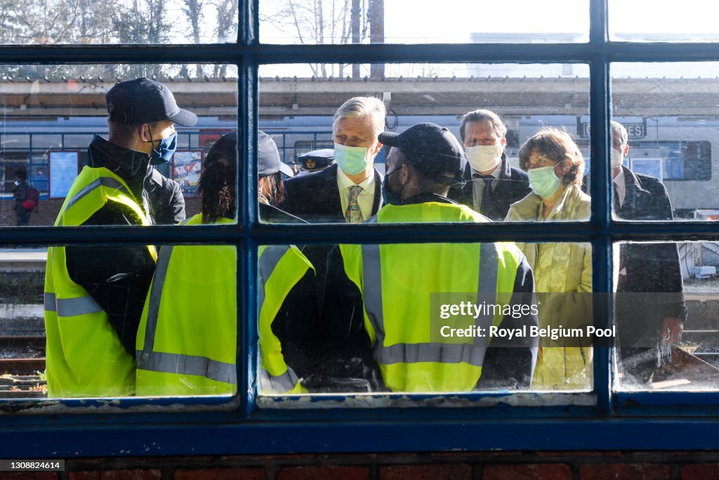 King Philippe Of Belgium Visits Train-Station Ottignies In Ottignies