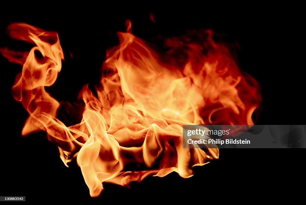 Blazing fire on black
