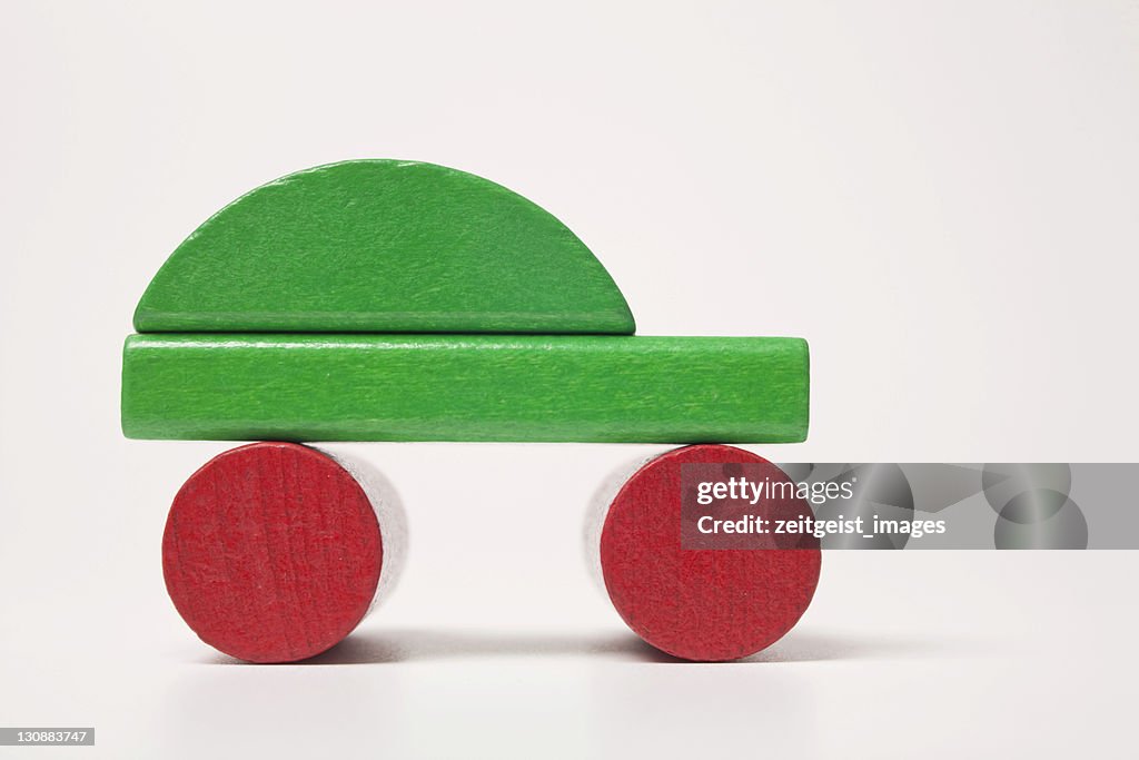 Green car, made of building bricks