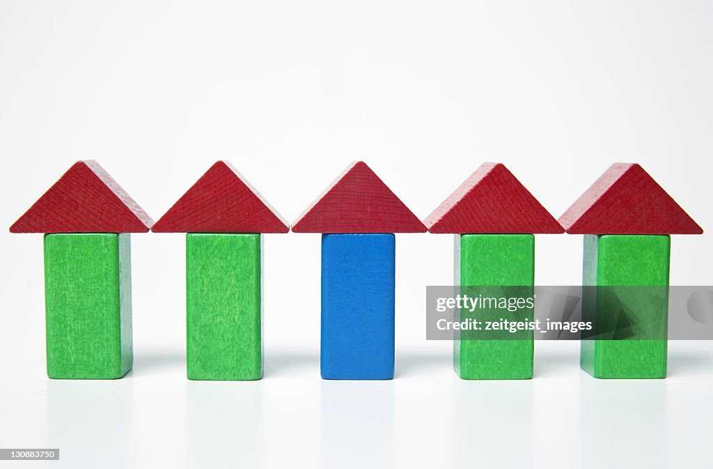 Terraced houses, made of building bricks