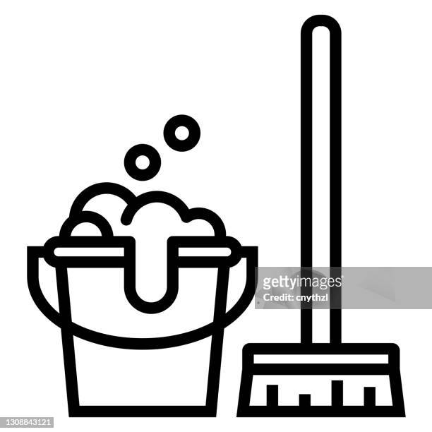 illustrazioni stock, clip art, cartoni animati e icone di tendenza di icona linea di pulizia, illustrazione vettoriale simbolo contorno - daily bucket