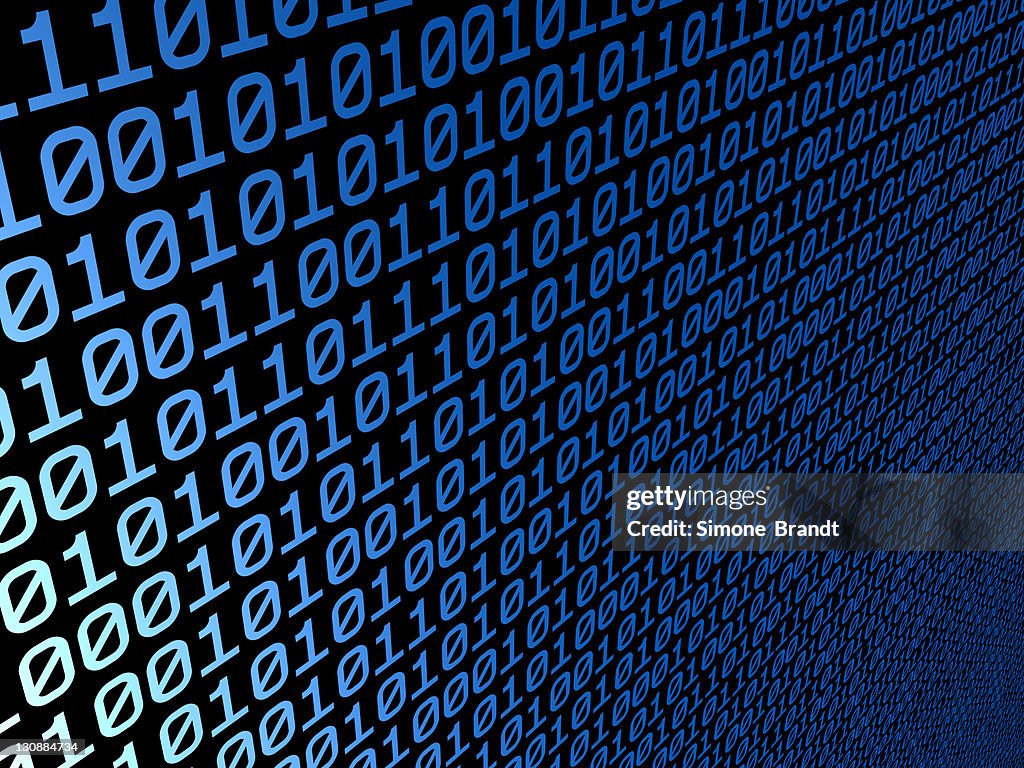 Light Blue Binary Codes On Black 3d Illustration High-Res Vector ...