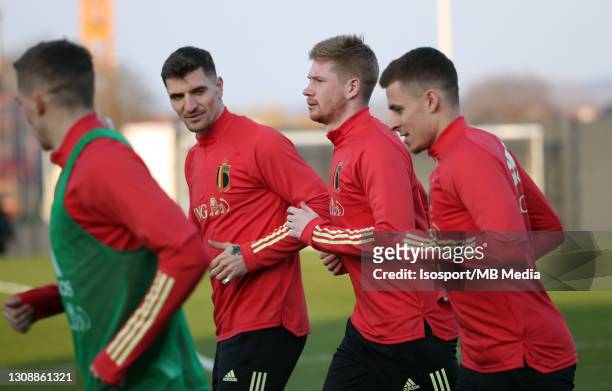 Kevin De Bruyne of Belgium during a training session of the Belgian national soccer team " The Red Devils ", as part of preparations for the FIFA...
