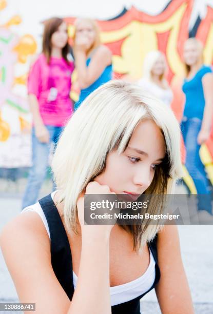 teenage girl being bullied by peers - ostracise stock pictures, royalty-free photos & images