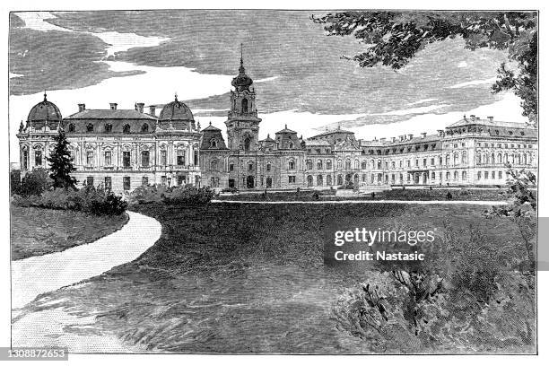schloss festetics in keszthely, ungarn - ungarn stock-grafiken, -clipart, -cartoons und -symbole