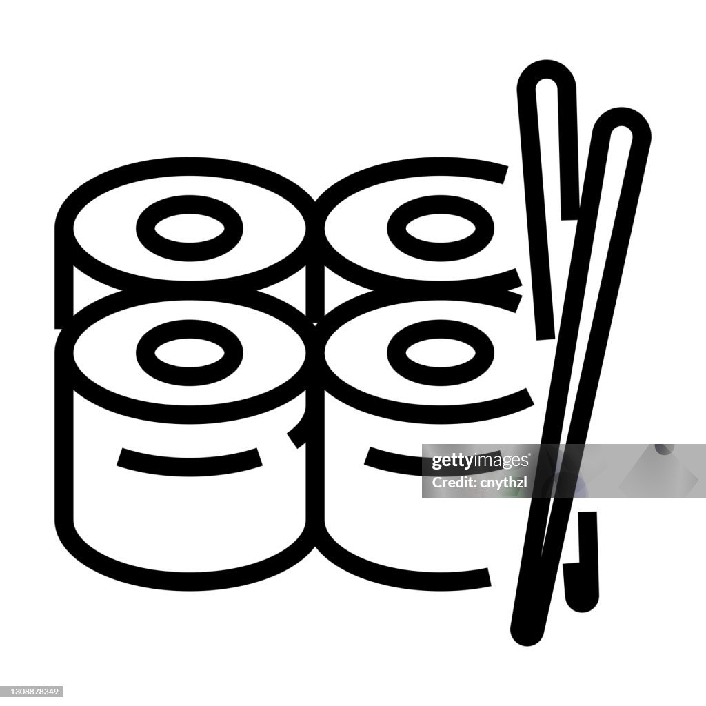 Sushi Line Icon, Outline Symbol Vector Illustration