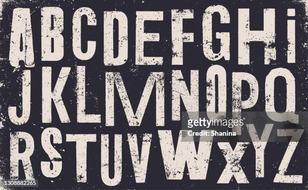 distressed old uppercase alphabet - v2 - dirty stock illustrations