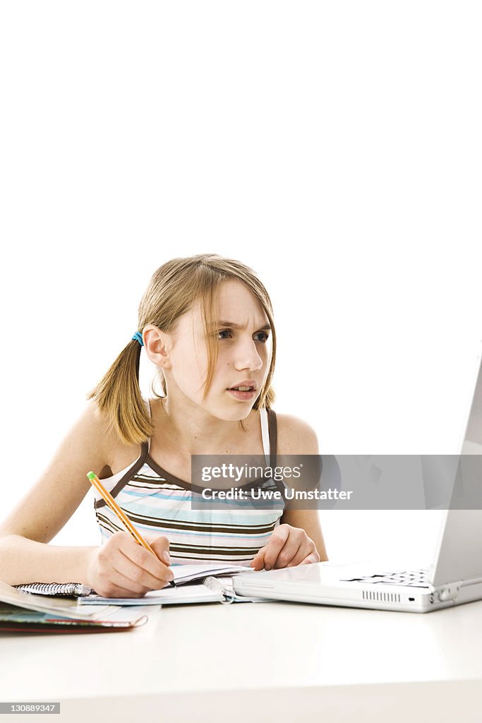 Girl using a computer