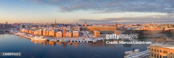 central stockholm skyline in winter - stockholm stock pictures, royalty-free photos & images