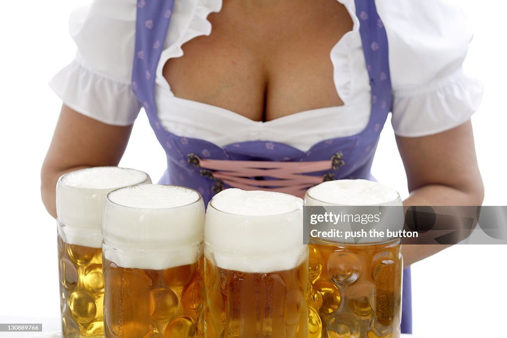Waitress at beerfestival, closeup