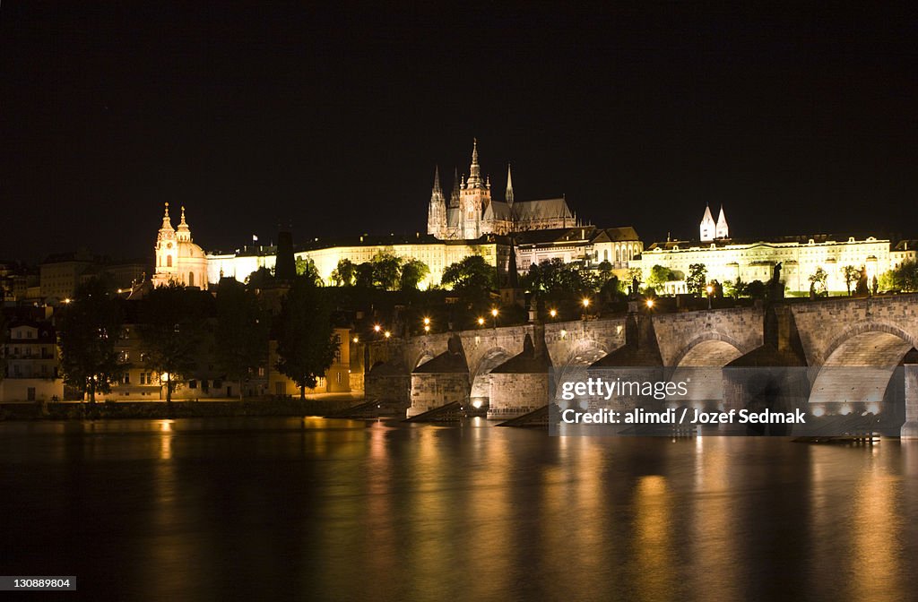 Charles Bridge at night, Prague, Czech Republic