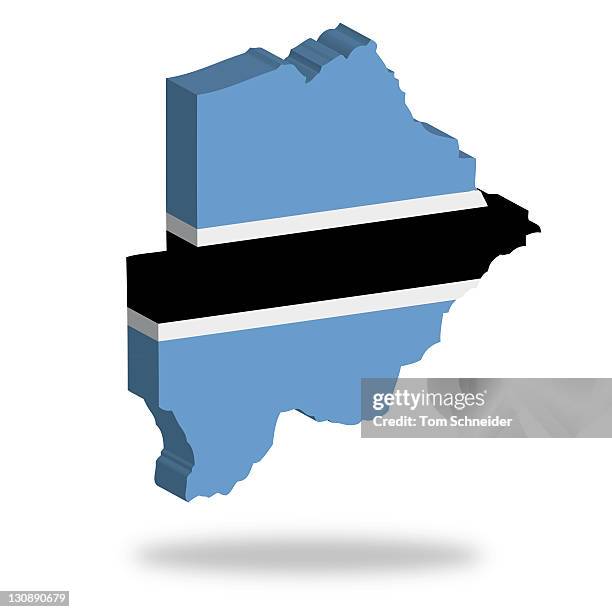 outline and flag of botswana, 3d, hovering - tridimensional stockfoto's en -beelden