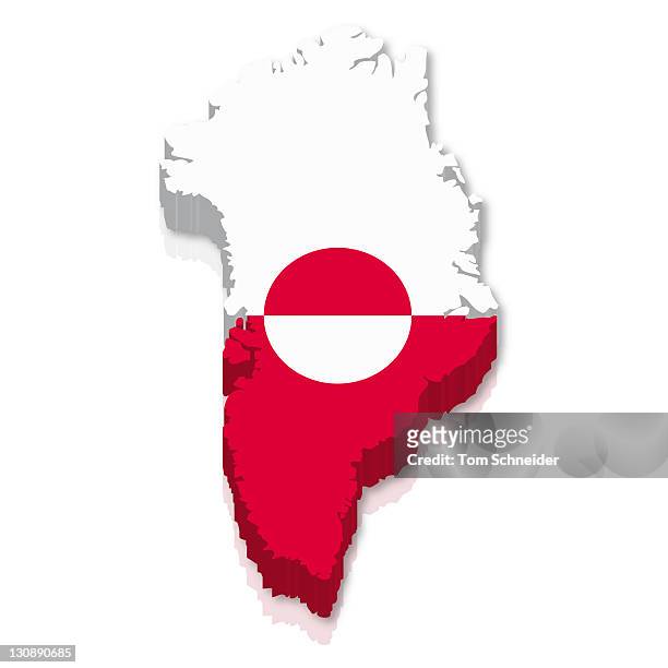 outline and flag of greenland, 3d - tridimensional stockfoto's en -beelden