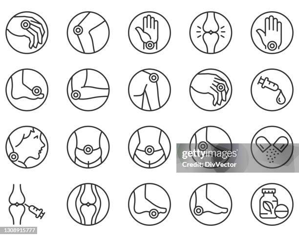 arthritis icon set - swollen feet stock illustrations