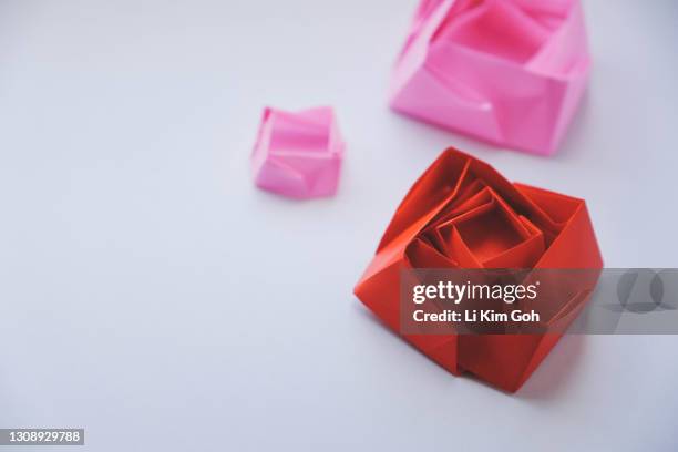 origami rose box - origami flower stock pictures, royalty-free photos & images