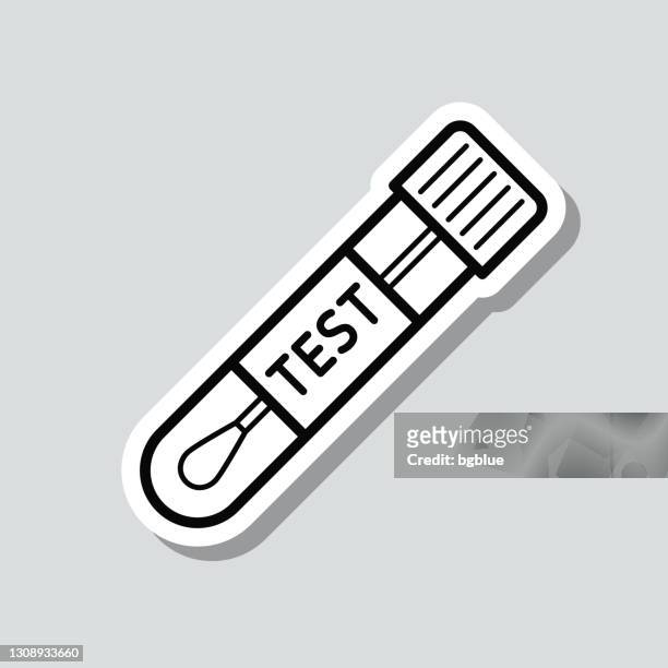 cotton swab test tube. icon sticker on gray background - saliva bodily fluid stock illustrations