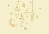 Vector premade Ramadan Kareem card. Vintage banner for yours Ramadan wishing. Place for greeting text
