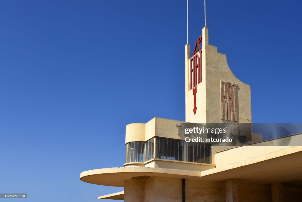 FIAT Tagliero gas station - as if in flight - UNESCO world heritage site, Asmara, Eritrea