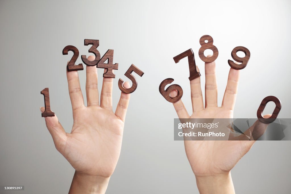 Hands&numbers,hands close-up