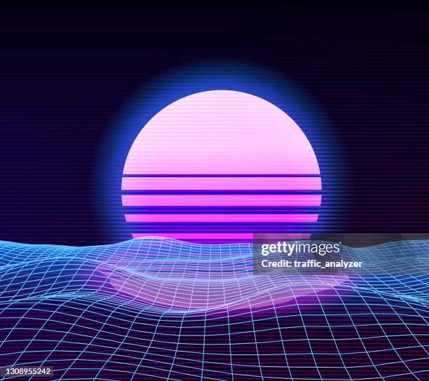 synthwave retro hintergrund - vaporwave stock-grafiken, -clipart, -cartoons und -symbole