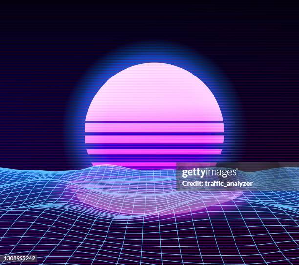 synthwave retro background - vaporwave stock illustrations