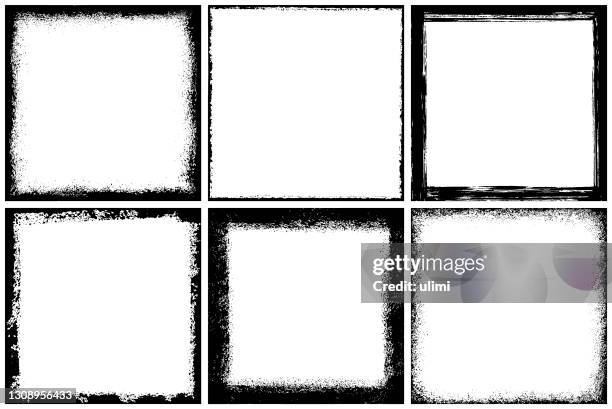 ilustraciones, imágenes clip art, dibujos animados e iconos de stock de marcos texturizados grunge - borde negro
