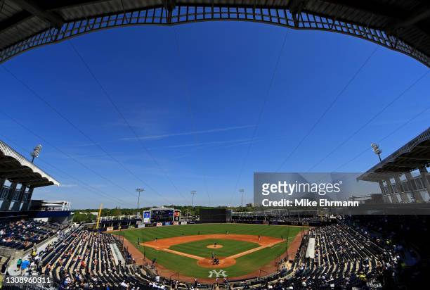 General view during a game between the New York Yankees and the Toronto Blue Jays at George M. Steinbrenner Field on March 24, 2021 in Tampa, Florida.