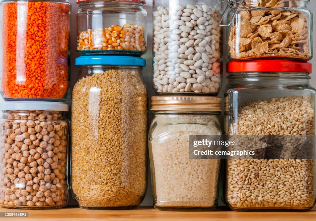 Shelf in Kitchen Pantry with Legumes